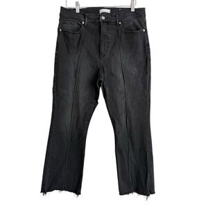 LOFT‎ The Kick Crop Jeans Black Wash Womens Size 31/12 Front Seam Raw Hem Cutoff
